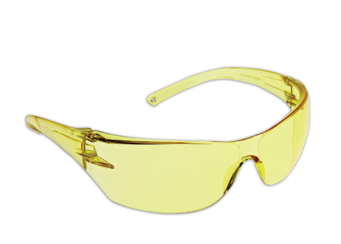 Lunettes de sécurité sans bord avec temple ambre, lentille ambre et revêtement 3A