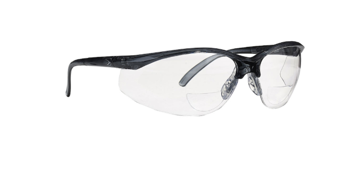Lunette de sécurité semi-rimless avec cadre gris, objectif clair et revêtement 3A - +2.00 dioptrie