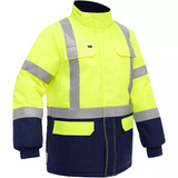 Manteau pour le froid extrême avec bas bleu marin et X au dos Bisley, polyester, jaune lime haute visibilité