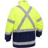 Manteau pour le froid extrême avec bas bleu marin et X au dos Bisley, polyester, jaune lime haute visibilité