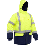 Manteau pour le froid extrême avec bas bleu marin et X au dos Bisley, polyester, jaune lime haute visibilité
