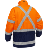Manteau pour le froid extrême avec bas bleu marin et X au dos Bisley, polyester, orange haute visibilité