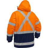 Manteau pour le froid extrême avec bas bleu marin et X au dos Bisley, polyester, orange haute visibilité