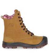 PF358, camel, bottes  de travail 8" en cuir, cap en acier pour femme