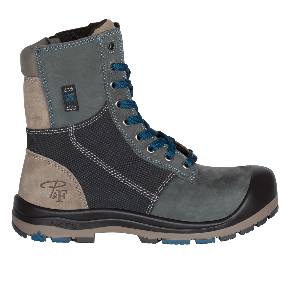 PF358, mauve, bottes  de travail 8" en cuir, cap en acier pour femme