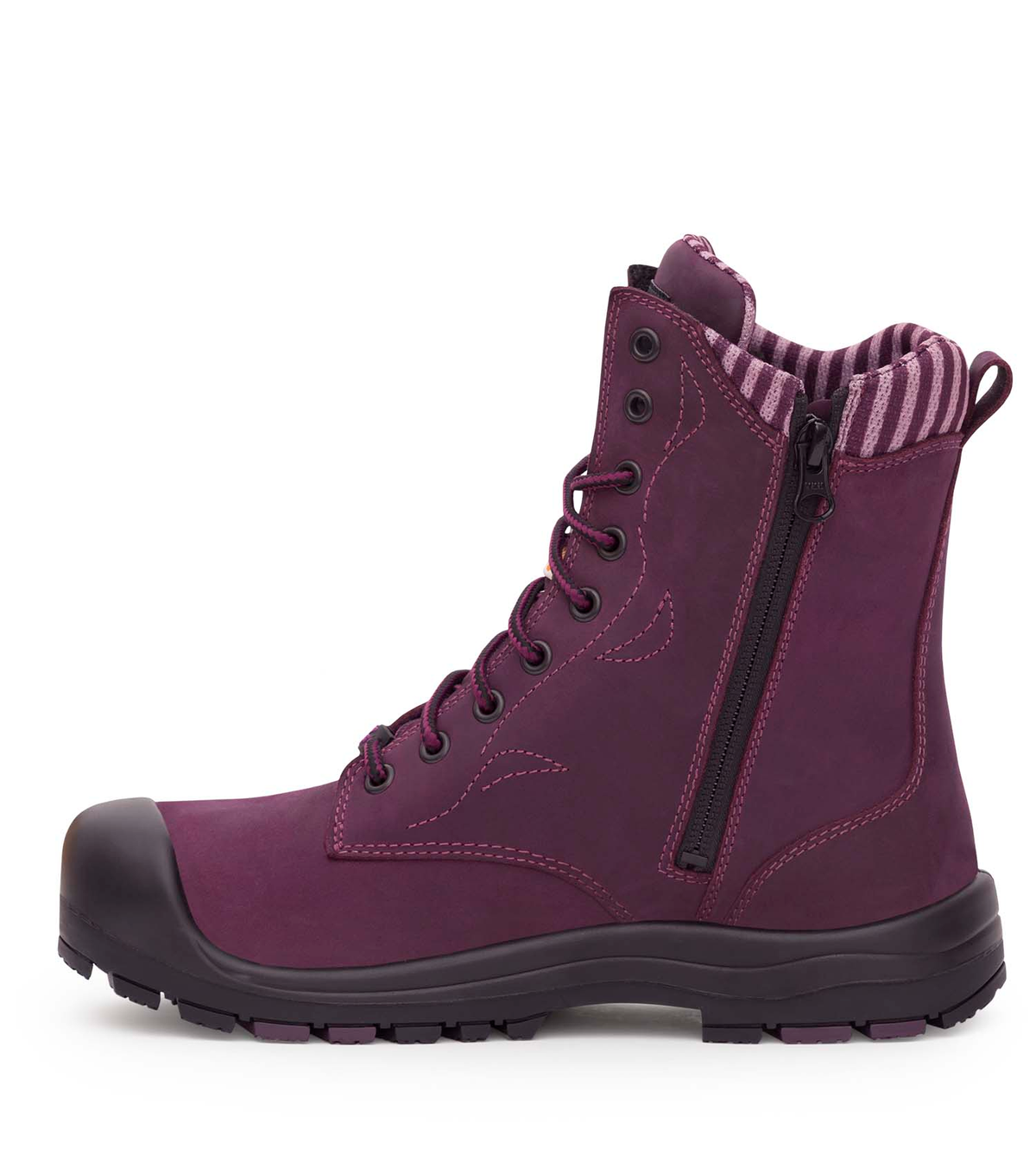 PF358, mauve, bottes  de travail 8" en cuir, cap en acier pour femme