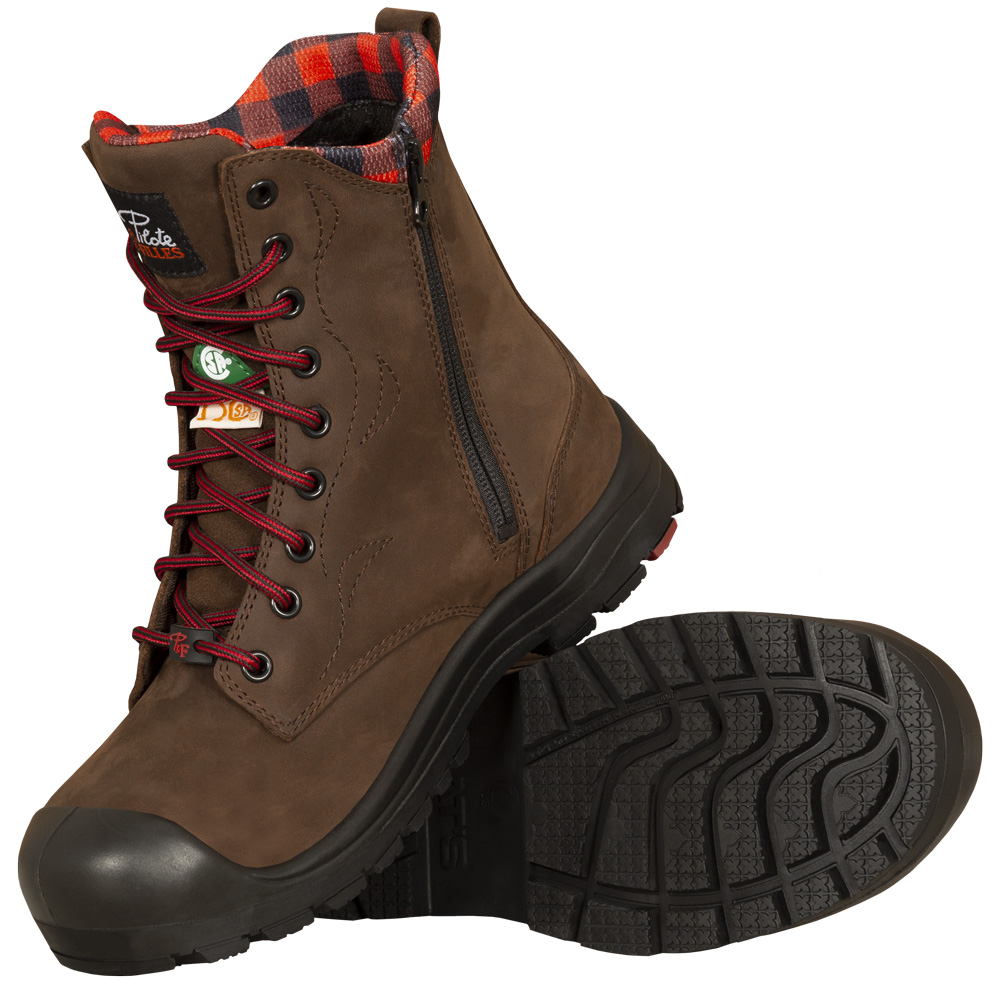 PF358 Brun bottes  de travail 8" en cuir, cap en acier pour femme