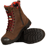 PF358, brun, bottes  de travail 8" en cuir, cap en acier pour femme