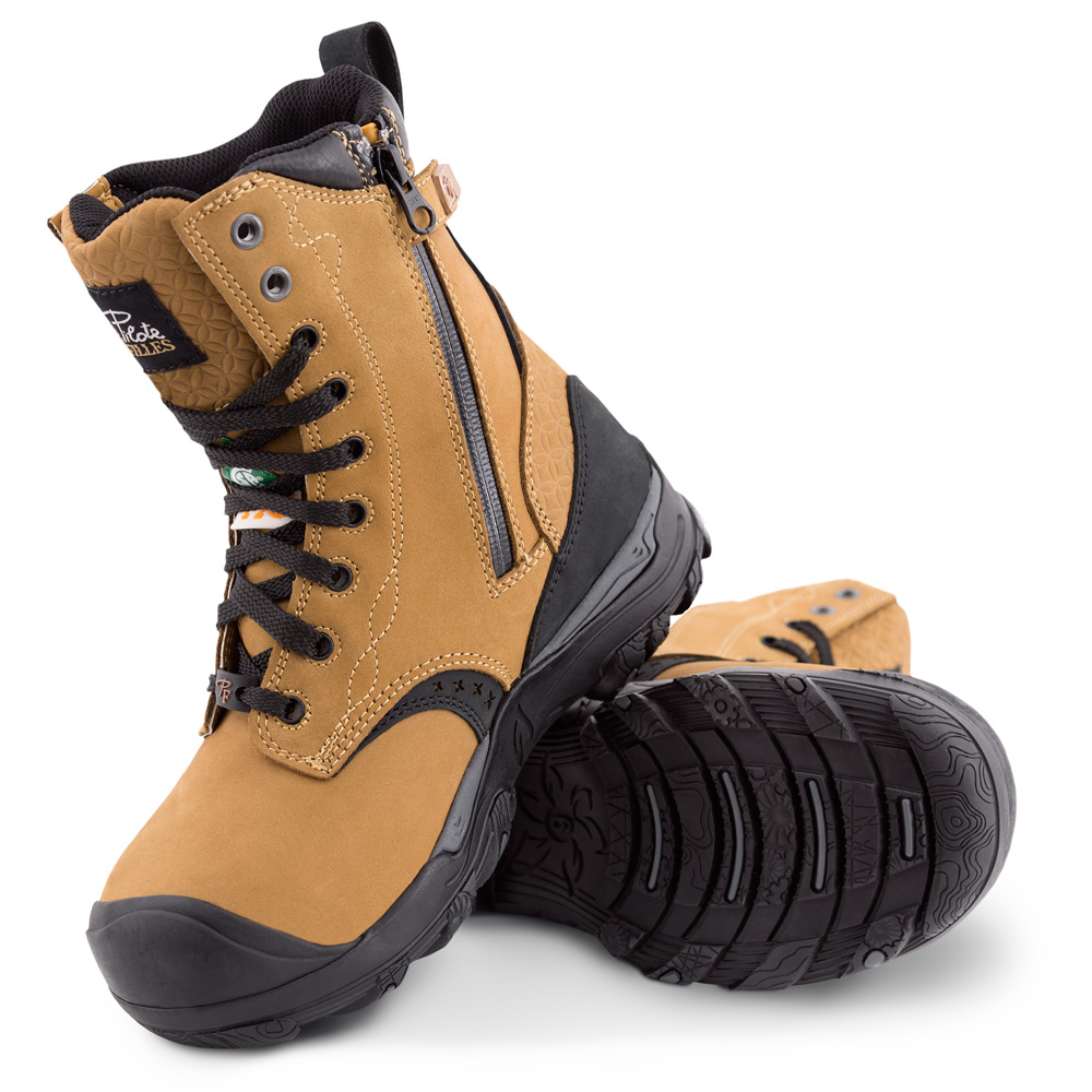 PF648 bottes  de travail 8" en cuir nubuck, membrane imperméable pour femme, tan