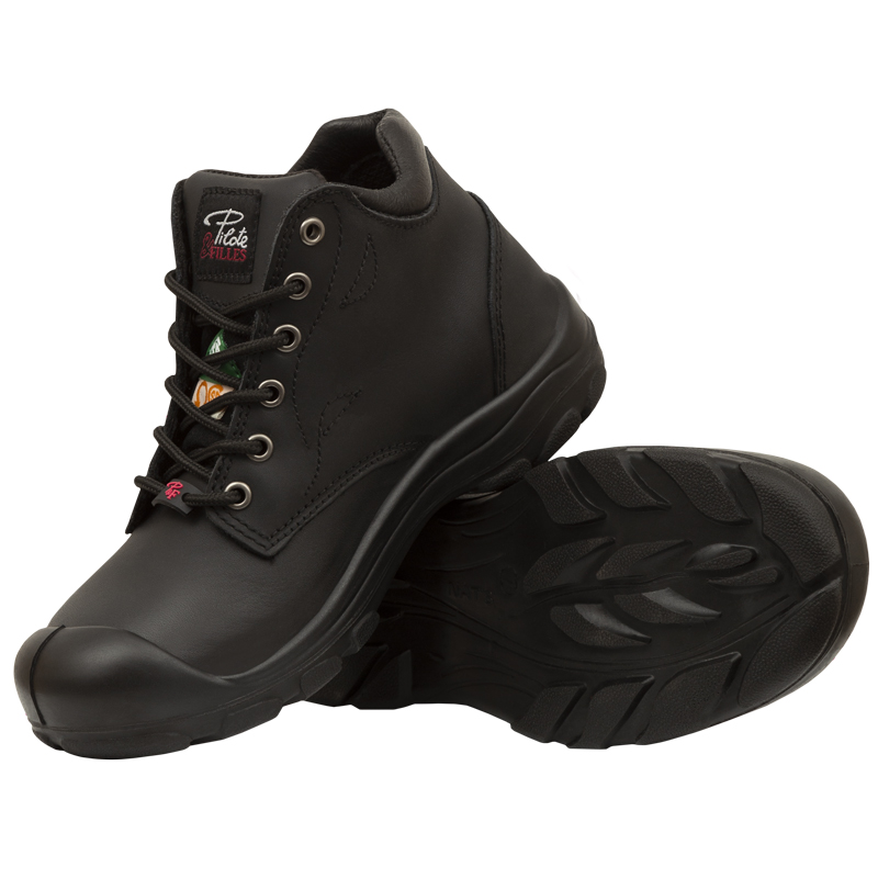 S559 Noir, bottes  de travail 6" en cuir, cap en acier pour femme