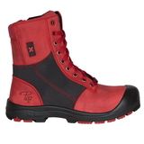 PF368 bottes  de travail 8" en cuir, cap en acier pour femme, rouge