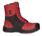 Pf368 Bottes de travail 8" en cuir, cap en acier pour femme, rouge, grandeur 5