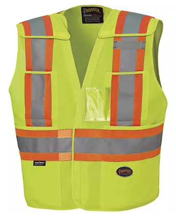 Veste d’arpenteur détachable à épaules tombantes, Jaune lime haute visibilité, L/XL