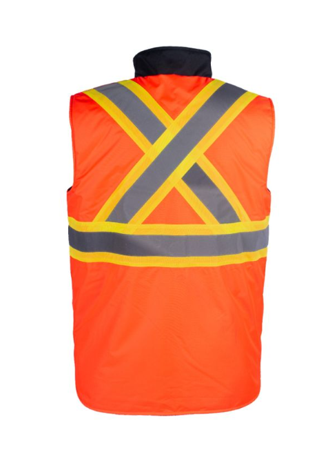 Veste doublée réversible haute visiibilité, orange