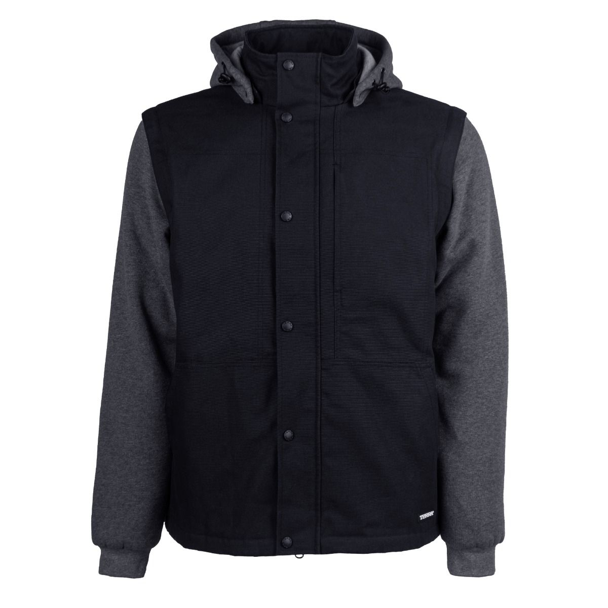 Veste en caneva 2 en 1 avec capuche et manches amovibles, noir