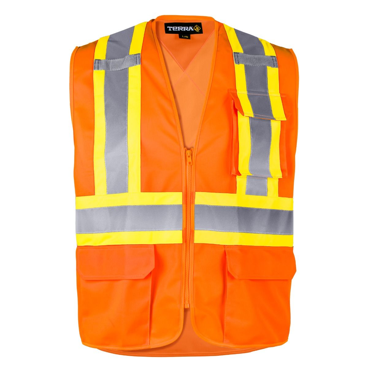 Veste de sécurité haute visibilité avec fermeture éclaire à glissière, Orange
